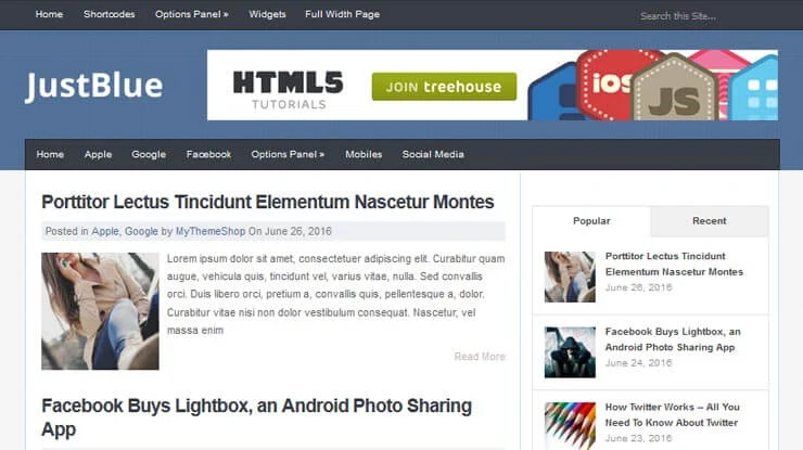 JustBlue WordPress Theme