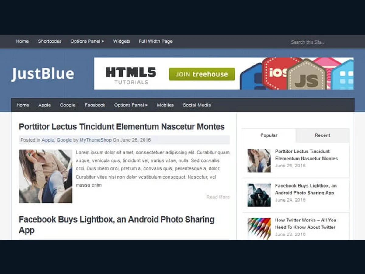 JustBlue WordPress Theme